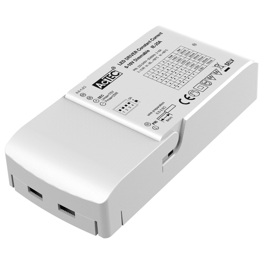 25W 200mA-700mA 0/1-10V Dimming LED Driver (CC)