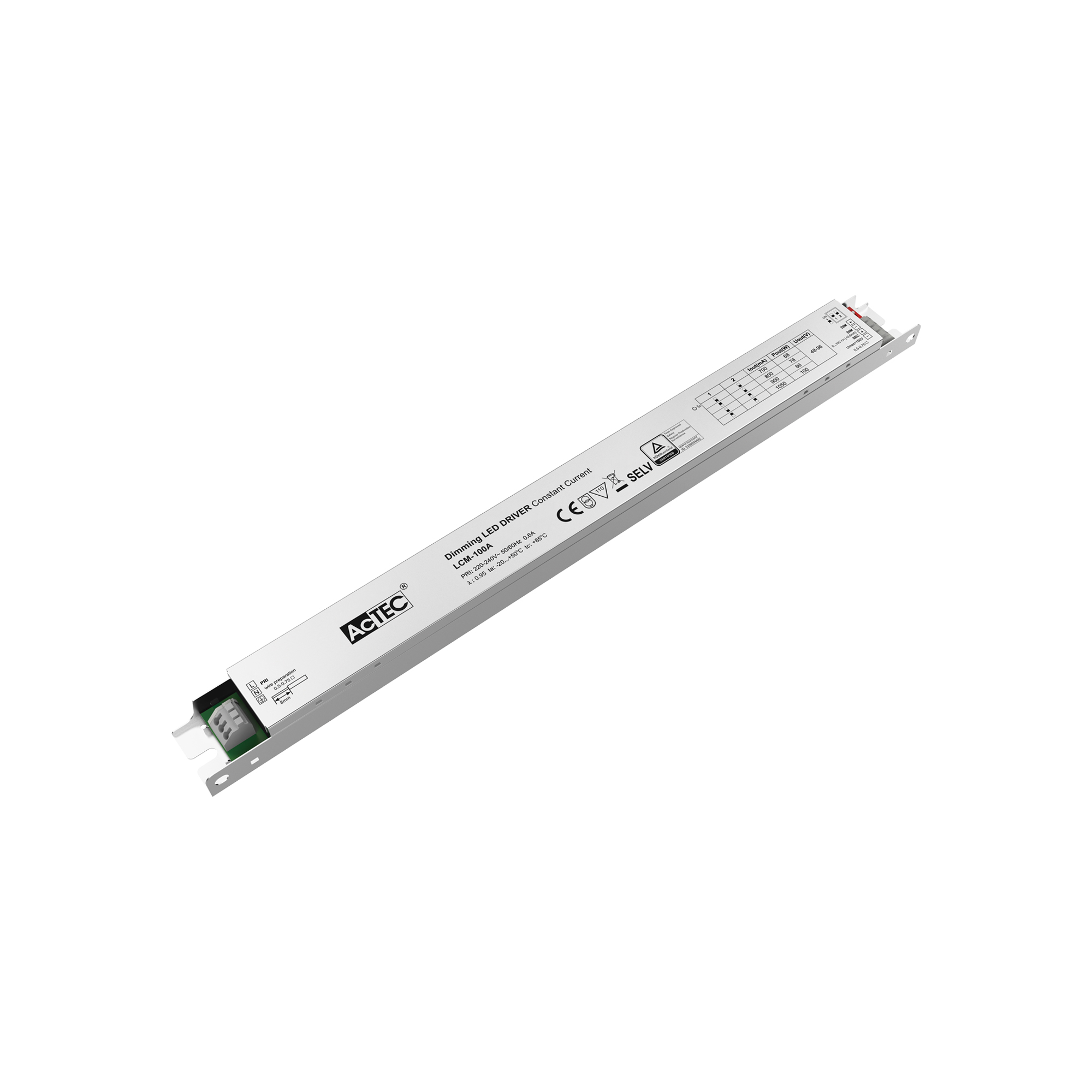 100W 700mA-1050mA 0/1-10V Dimming LED Driver (CC)