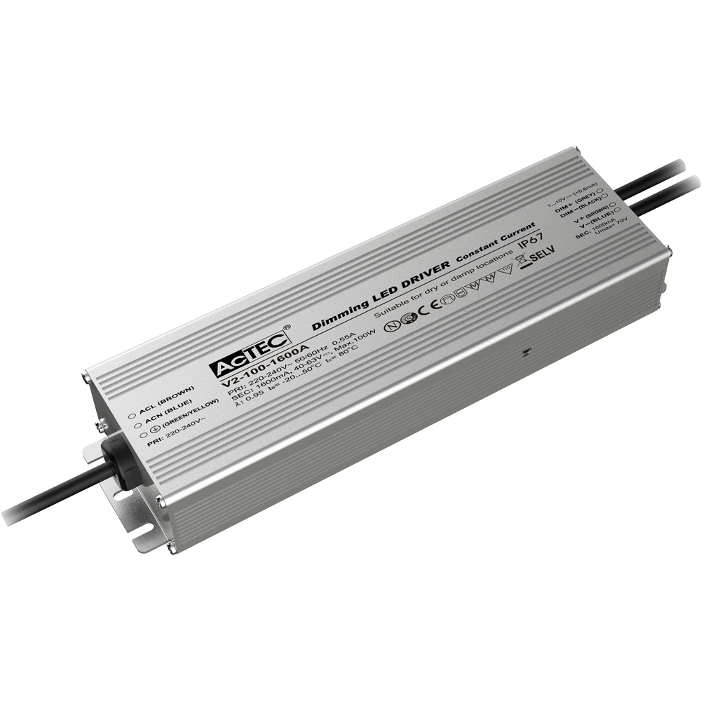 100W 1600mA 1-10V Dimming LED Driver (CC)