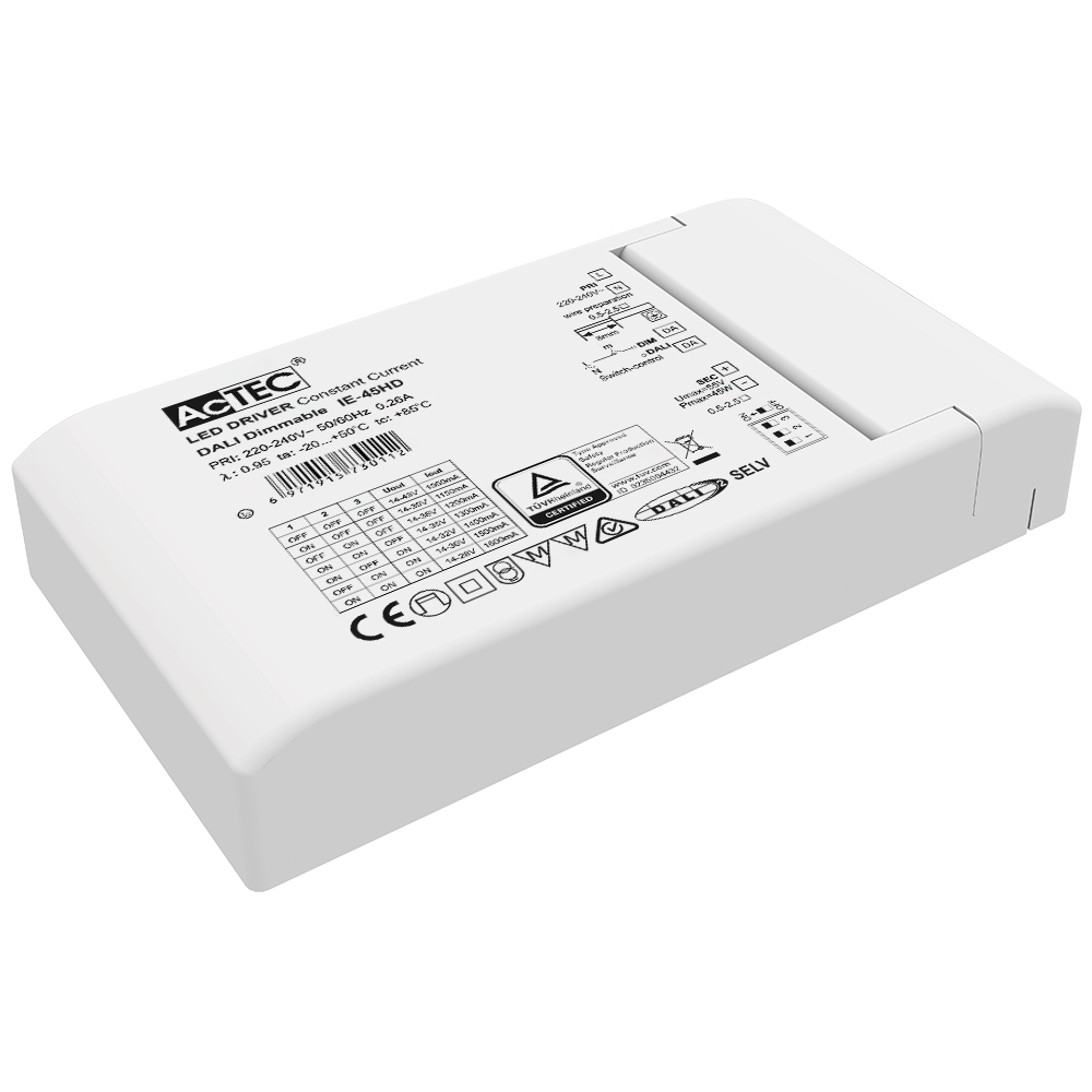 45W 1050mA-1600mA DALI Dimming LED Driver (CC)