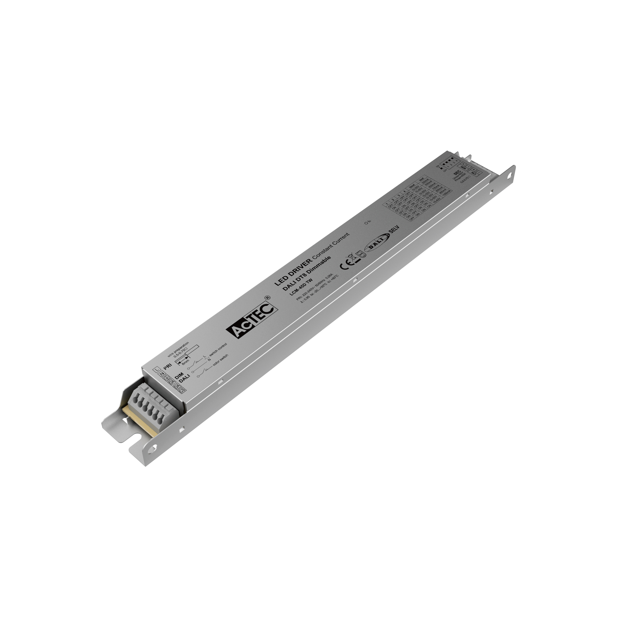 45W 350mA-1050mA DALI DT8 Dimming LED Driver (CC)